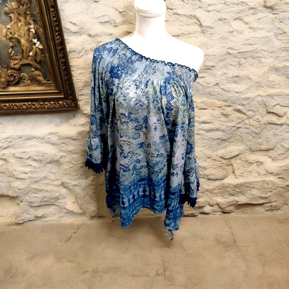 Blue Off-Shoulder Women's Top
